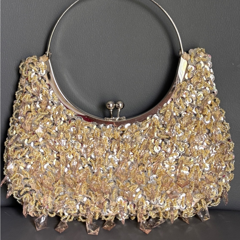 Women’s Crystal Embellished Gold Evening Bag
